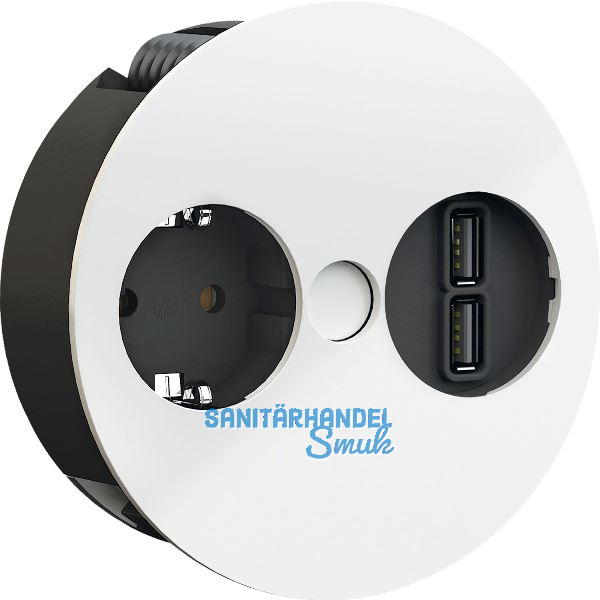 BACHMANN Einbausteckdose TWIST, 1 Stk. Schukosteckdose, + USB-Charger, wei� matt