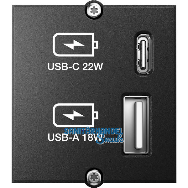 BACHMANN Keystone Modul USB Doppelcharger 1xUSB-A, 1xUSB-C max. 22W