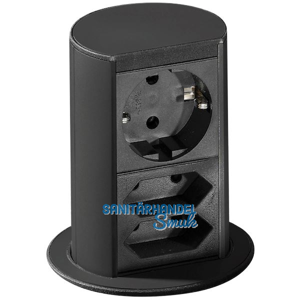 BACHMANN Steckdosenelement Elevator 1 x Schuko.- 2x Eurosteckdose, schwarz