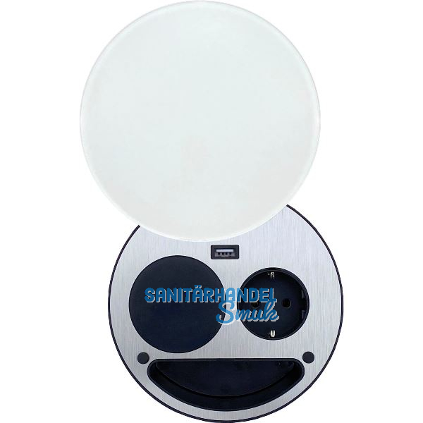 WIPO Steckdosenelement Smile Schuko, USB und Wireless-Charger, wei�