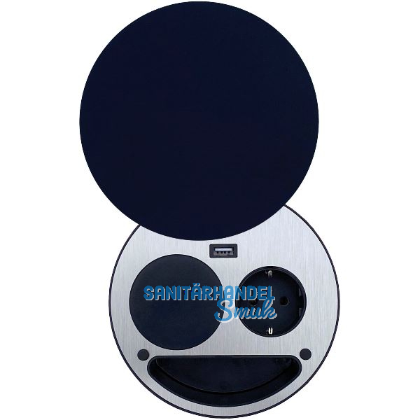 WIPO Steckdosenelement Smile Schuko, USB und Wireless-Charger, schwarz