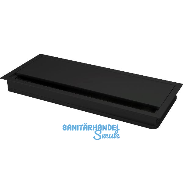 Kabeldurchgang eckig mit Staubschutzb�rste, 280x120x25mm, Alu schwarz RAL 9005