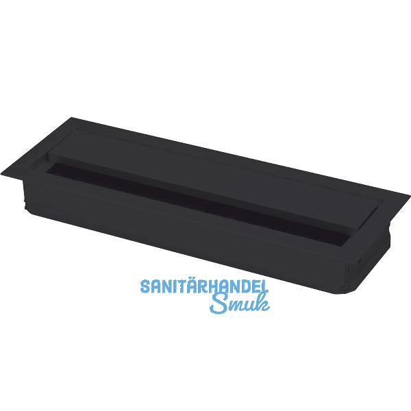 Kabeldurchgang eckig mit Staubschutzb�rste, 120x70x25mm, Alu schwarz RAL 9005