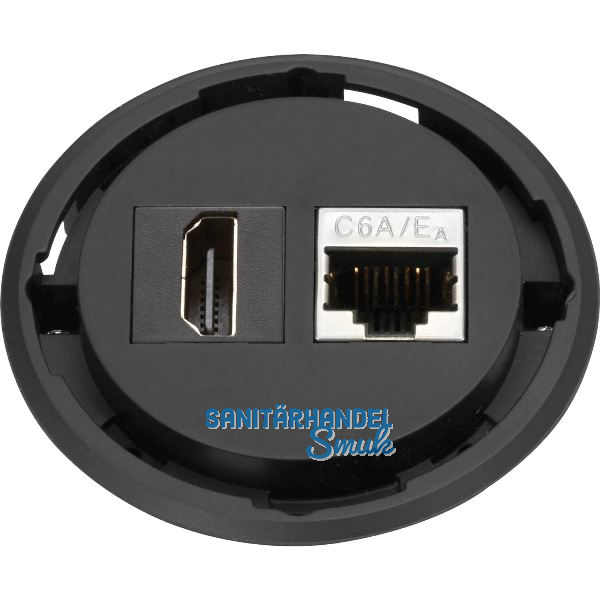 EVOline One Datensteckdose 1 x HDMI 2.0, 1 x RJ45 CAT6 schwarz