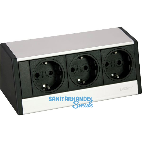 EVOline R-Dock Steckdosenelement 3 x Schuko alufarbig, schwarz
