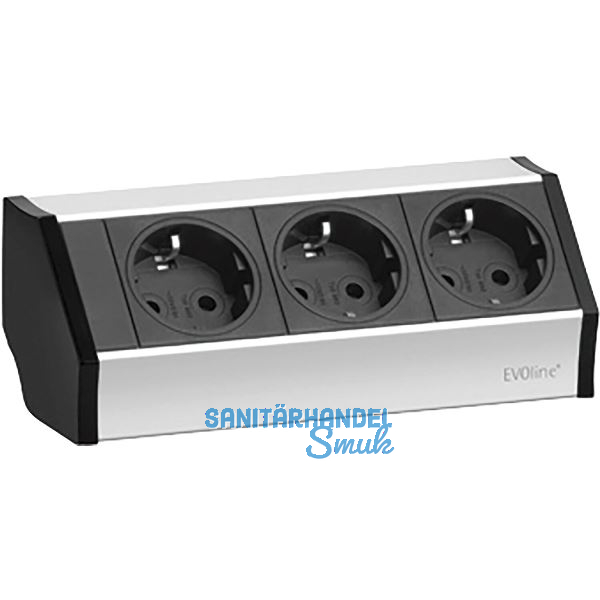 EVOline V-Dock Steckdosenelement 3 x Schuko alufarbig, schwarz
