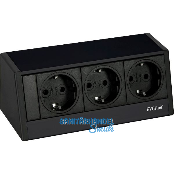EVOline R-Dock Steckdosenelement 3 x Schuko schwarz