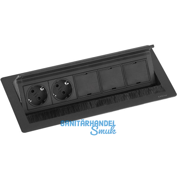 EVOline Flip Top Push DATA L 2xSchuko +3 x Modulplatz schwarz