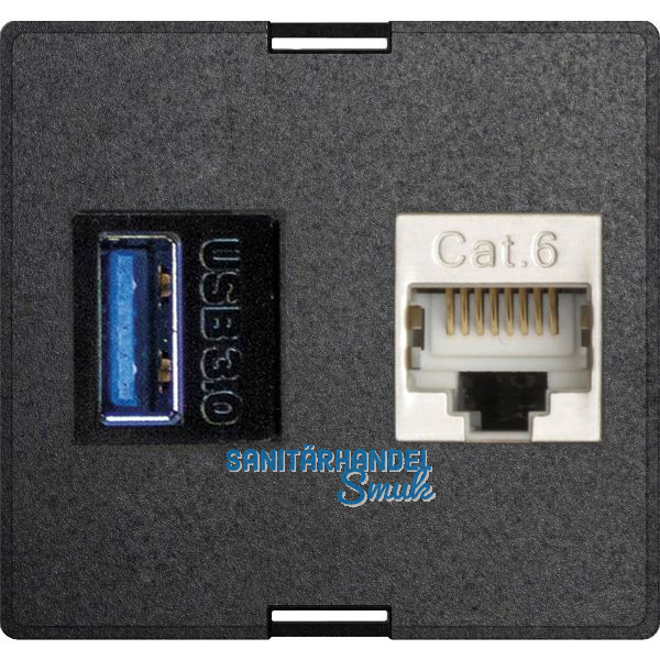 EVOline Wechselmodul 1xUSB 3.0, 1xRJ45 CAT6, schwarz
