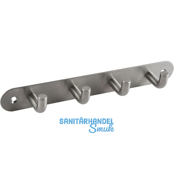 Garderobenleiste Sepa mit 4 Haken, Breite 220 mm, Edelstahl geb�rstet