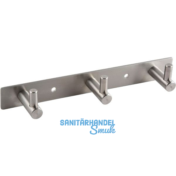 Garderobenleiste Linosa mit 3 Haken, Breite 195 mm, Edelstahl geb�rstet