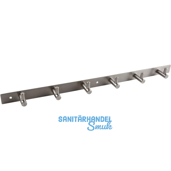 Garderobenleiste Linosa mit 6 Haken, Breite 460 mm, Edelstahl geb�rstet