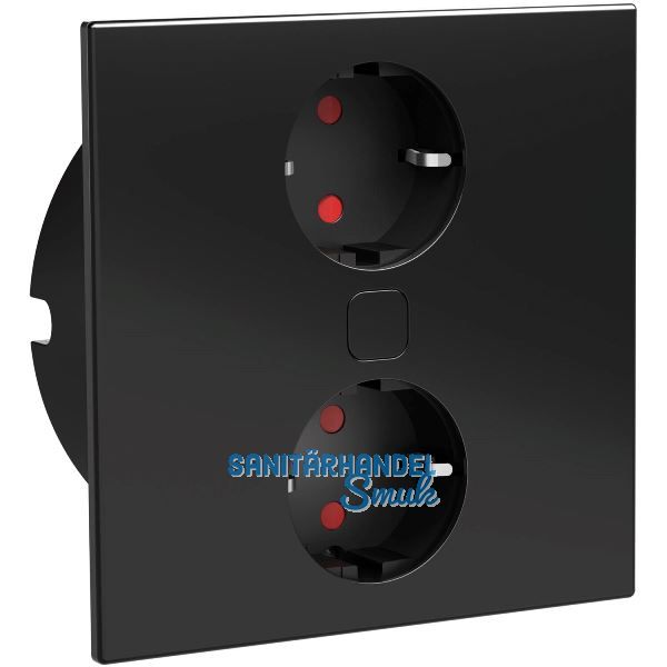 HPF Einbausteckdose Duplex-Q, 2 Stk. Schukosteckdosen, schwarz