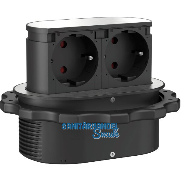 HPF Steckdosenelement Piccolino 2 Stk. Schukosteckdosen, Edelstahl