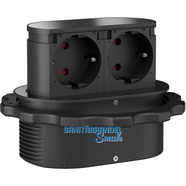 HPF Steckdosenelement Piccolino 2 Stk. Schukosteckdosen, schwarz