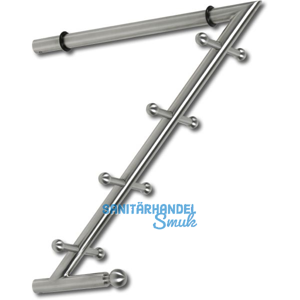 Garderobenarm Month mit 4 Doppelhaken, schwarze Gummiauflage,Edelstahl geb�rstet