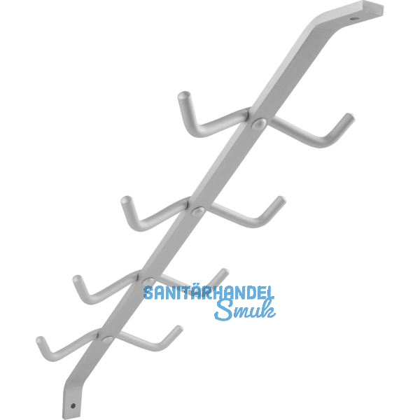 Garderobenarm Neper mit 4 Doppelhaken ohne Auflage, Aluminium silber eloxiert