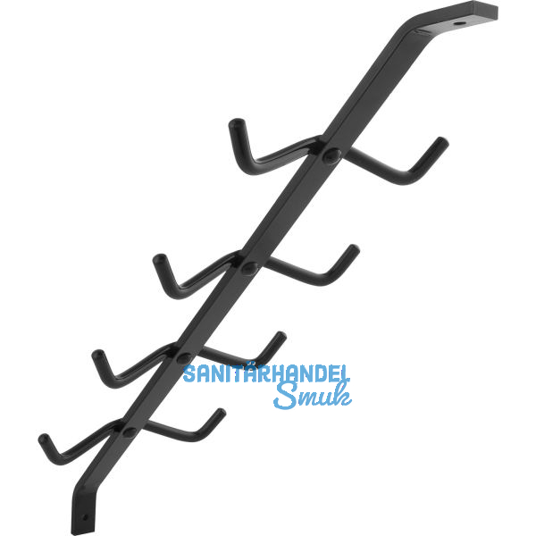 Garderobenarm Neper mit 4 Doppelhaken ohne Auflage, Aluminium schwarz