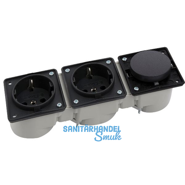 BERKER Integro Schalter anthrazit matt + Doppelsteckdose anthrazit ohne Rahmen