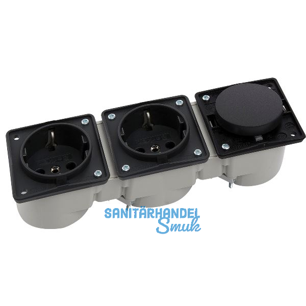 BERKER Integro Schalter schwarz matt + Doppelsteckdose schwarz ohne Rahmen