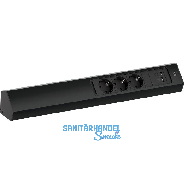 BACHMANN Steckdosenleiste Casia2 L 3-fach Schuko + USB A+C Charger schwarz