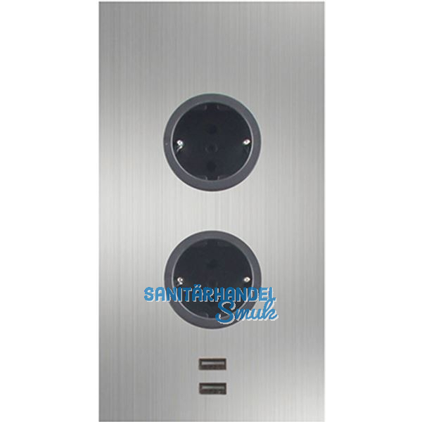CARESSI Steckdosenelement 2ST20 2 Schukosteckdosen, 2 Stk. USB, Edelstahl