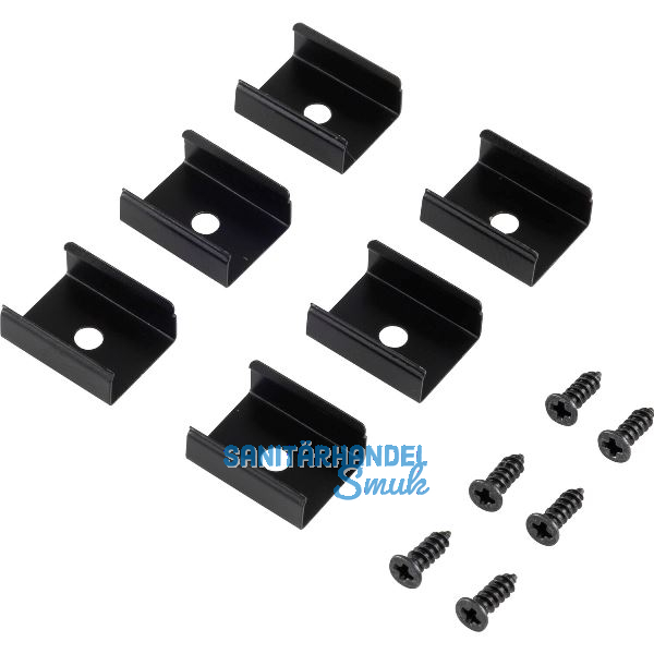 L&S Befestigungsclip Lite Track Stahl schwarz, 6 Stk.