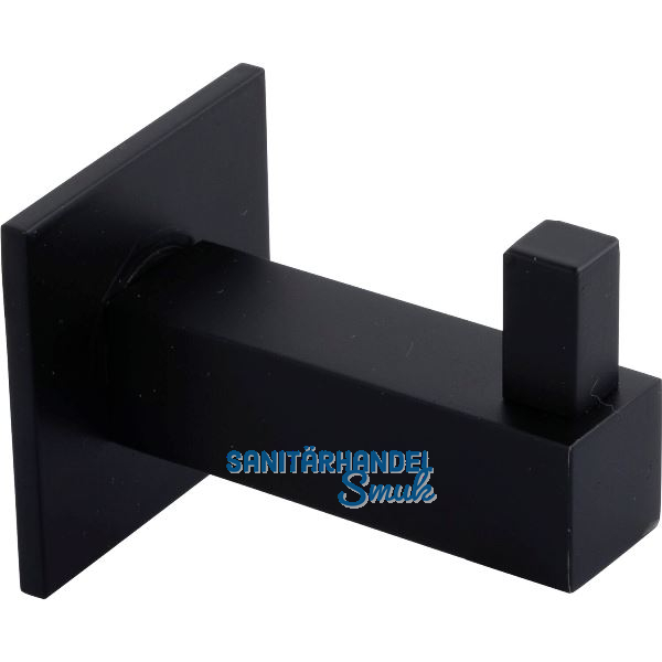 Mantelhaken Tikal mit Platte 40 x 40 mm, T 55 mm, Edelstahl schwarz matt