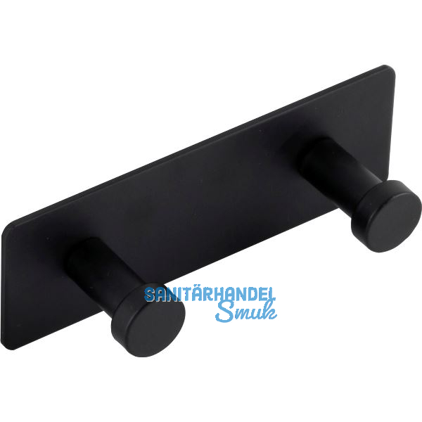 Garderobenleiste Gabios mit 2 Haken, Breite 120 mm, Stahl schwarz matt