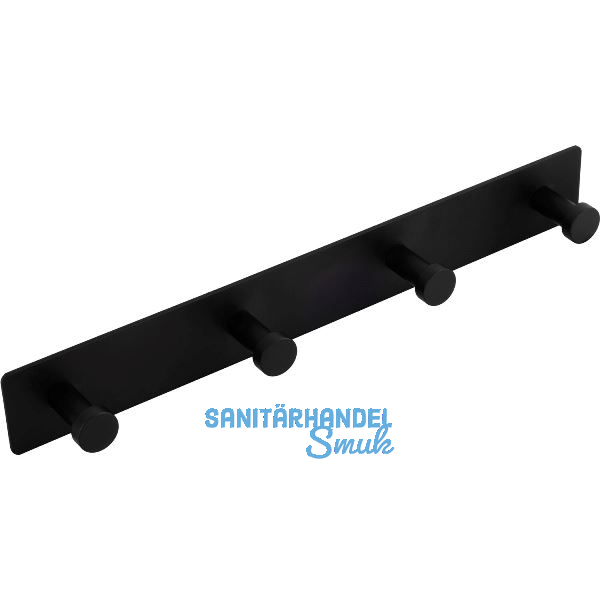 Garderobenleiste Gabios mit 4 Haken, Breite 300 mm, Stahl schwarz matt