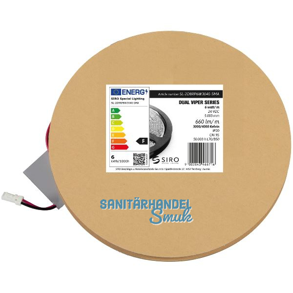 SIRO LED-Band SL-VIPER DUO2POL 6W/m 3000K-4000K, 24 V/DC, Rolle 5 m