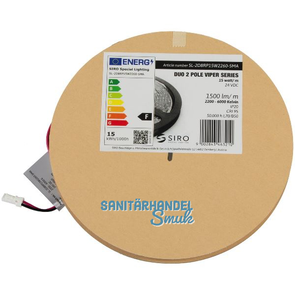 SIRO LED-Band SL-VIPER DUO2POL 15W/m 2200K-6000K, 24 V/DC, auf Ma� mit Leitung