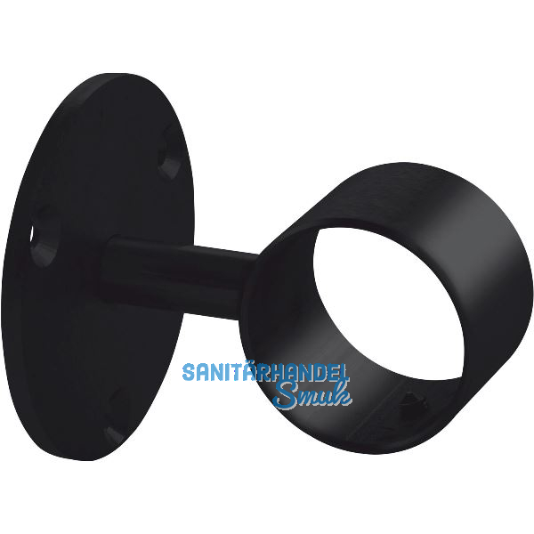 Bar-Reling Wandst�tze gerade f�r Rohr-� 38 mm, T 75,5 mm, Schwarz beschichtet