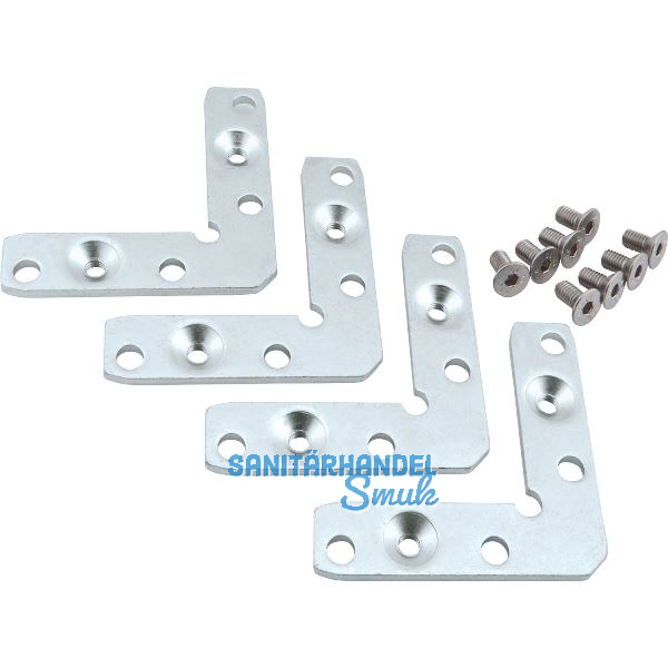 ALUMIS Alurahmenprofil Eckenteil schmal,Packung 4 St�ck mit 8 Schrauben