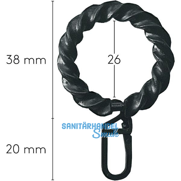 LEHA Vorhangring Rustikal Kunststoff schwarz