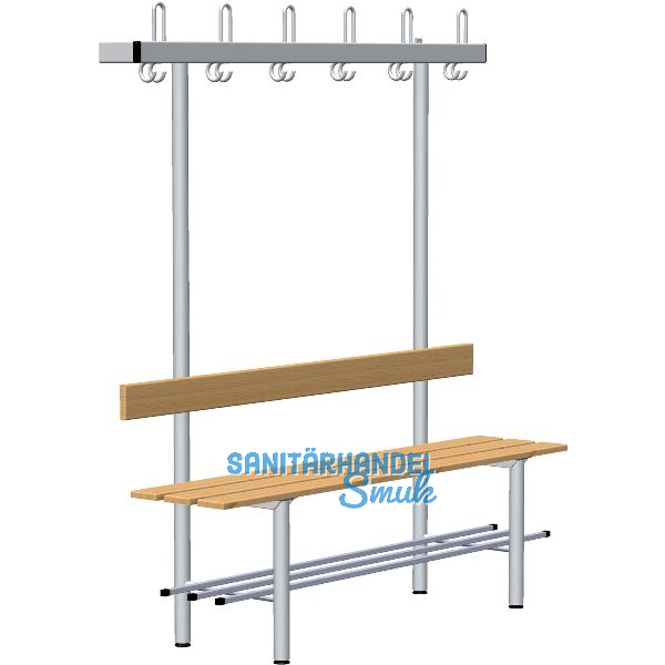 RONTEC Sitzbankst�nder einseitig mit Schuhablage 1000 mm Alu natur eloxiert