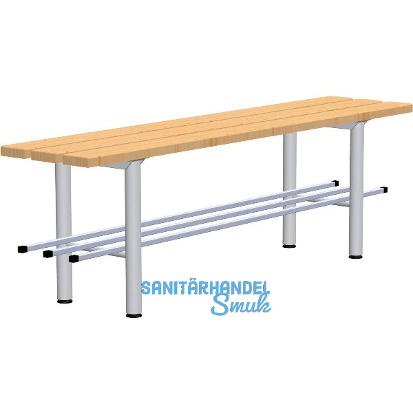 RONTEC Sitzbank freistehend mit Schuhablage 1500 mm Alu natur eloxiert