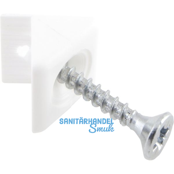 R�ckwandverbinder mit Schraube 3,5 x 25 mm, Kunststoff weiss