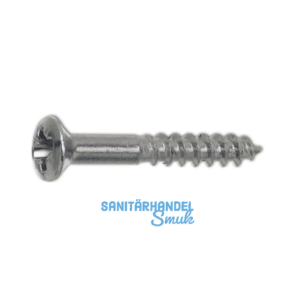 DIN7995 3.5 x 25 Pozidriv 2 Messing verchromt Holzschraube Linsensenkkopf