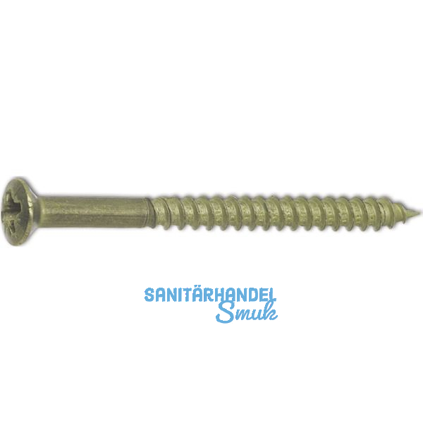 DIN7995 3.5 x 20 Pozidriv 2 Messing blank Holzschraube Linsensenkkopf