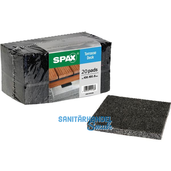 SPAX-Pads 100x100x8 mm f�r Terrassenb�den 20 St�ck pro Packung