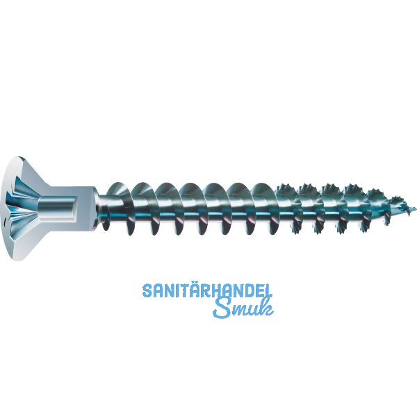 SPAX Senkkopf 5.0x 80 Vollgewinde Pozidriv 2 mit Kopflochbohrung verzinkt-blau