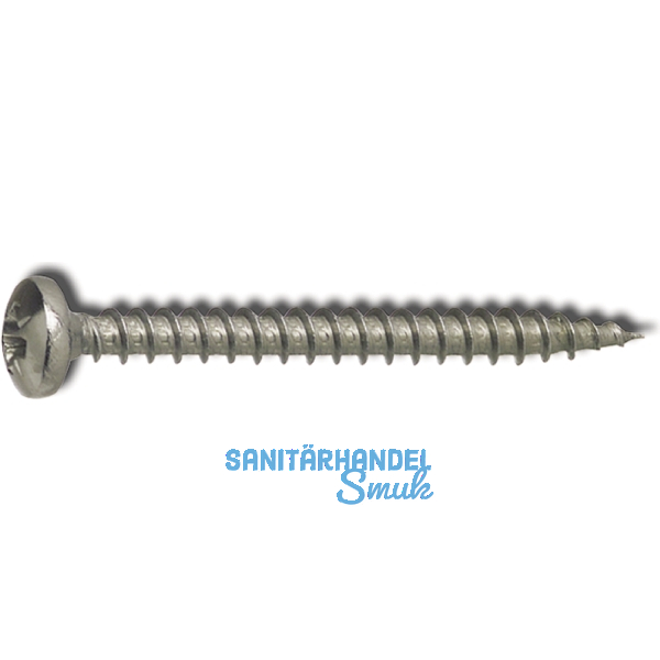 Spanplattenschraube Halbrundkopf 5.0x 40 Vollgewinde Pozidriv 2 Edelstahl A4