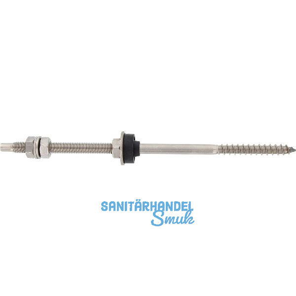 Stockschraube M12x250 mit Muttern & EPDM-Dichtung - Edelstahl A2 vormontiert