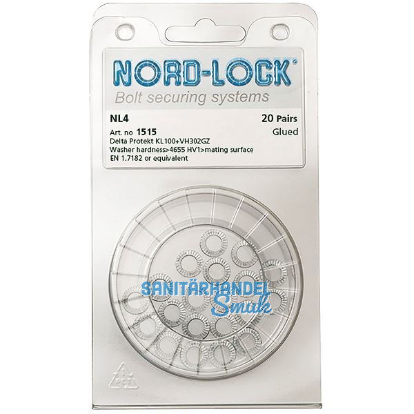 NORD-LOCK Keilsicherungsscheiben NL 4 zinklamellenbeschichtet, - Blister SB-20