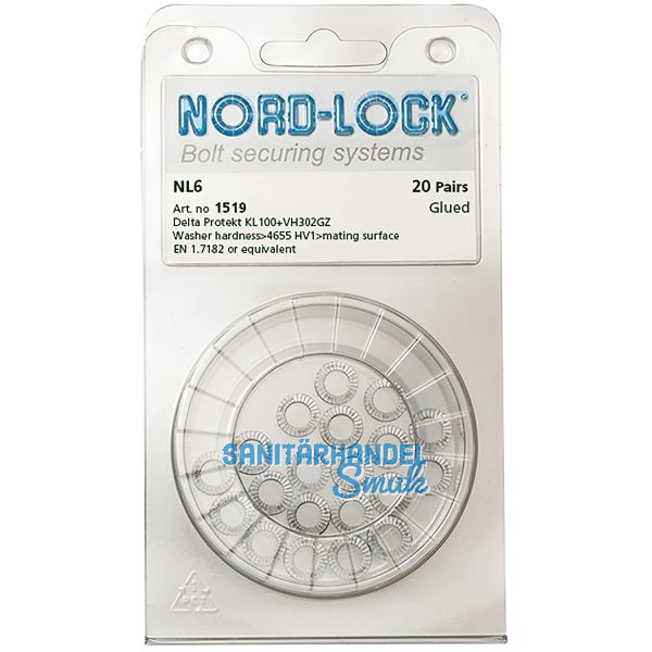 NORD-LOCK Keilsicherungsscheiben NL 6 zinklamellenbeschichtet, - Blister SB-20