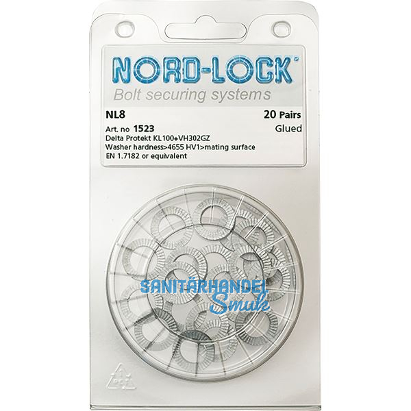 NORD-LOCK Keilsicherungsscheiben NL 8 zinklamellenbeschichtet, - Blister SB-20
