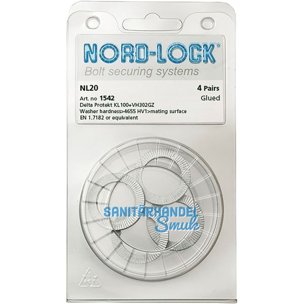 NORD-LOCK Keilsicherungsscheiben NL20 zinklamellenbeschichtet, - Blister SB- 4