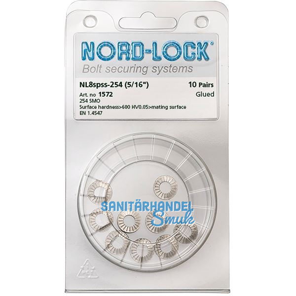 NORD-LOCK Keilsicherungsscheiben NL 8spss-254, Edelstahl A4 - Blister SB-10