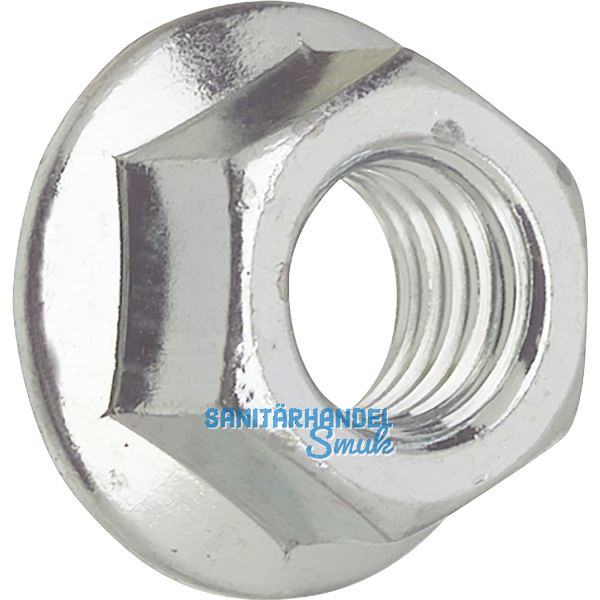 Sechskant-Ripp-Mutter Kl.10 M 6 zinklamellenbeschichtet